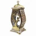 Znicz Kapliczka Nagrobna ze złotym Krzyżem i zdobieniami Elegancki Lampion Pamięci